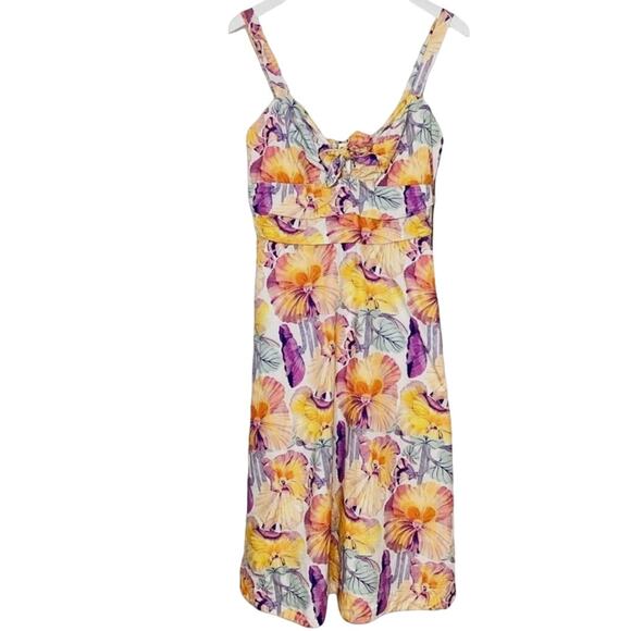 New Anthropologie Cecilia Pettersson Tie-Front Midi Dress SIZE 6 Yellow Floral - Picture 7 of 8